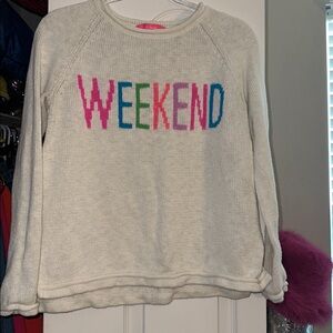 Lilly Pulitzer Cream Sweater with Multicolor Weekend Design